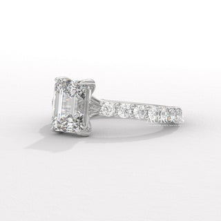 2.0CT Emerald Cut Diamond Pave Setting Moissanite Engagement Ring