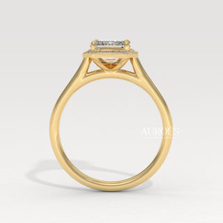 2.0CT Emerald Cut Diamond Halo Setting Moissanite Engagement Ring