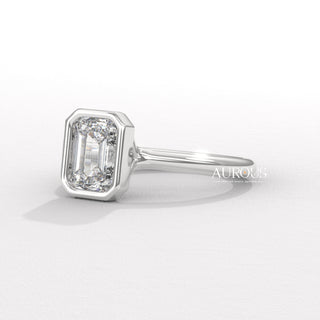 1.0CT Emerald Cut Diamond Bezel Setting Moissanite Engagement Ring