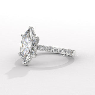 2.0CT Marquise Cut Pave Setting Moissanite Engagement Ring
