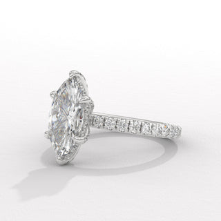 2.50CT Marquise Diamond Hidden Halo Moissanite Engagement Ring