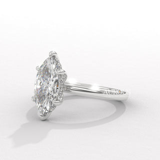 2.0CT Marquise Diamond Hidden Halo Moissanite Engagement Ring