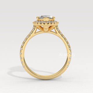 2.0CT Marquise Cut Halo Pave Setting Moissanite Engagement Ring