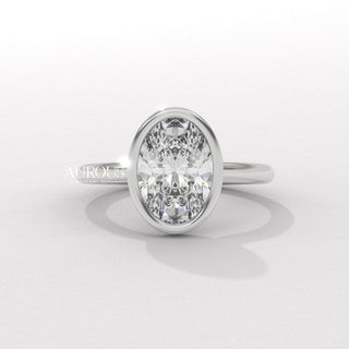 2.0CT Oval Diamond Bezel Setting Moissanite Engagement Ring