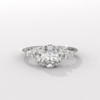 2.0CT Oval Cut Cluster Diamond Moissanite Engagement Ring