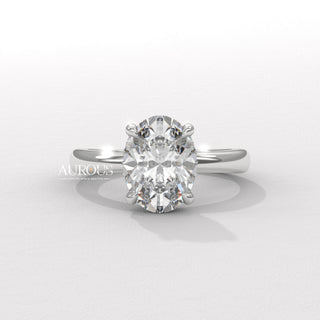 1.50CT Oval Cut Hidden Halo Diamond Moissanite Engagement Ring