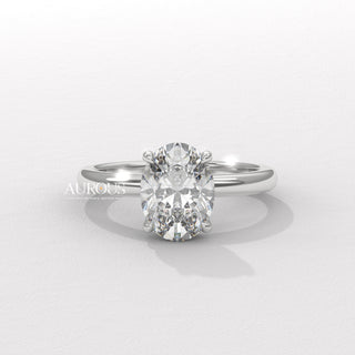 1.50CT Oval Diamond Hidden Halo Moissanite Engagement Ring