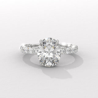 2.0CT Oval Cut Pave Setting Moissanite Engagement Ring