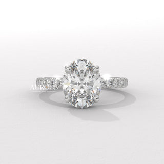 1.50CT Oval Diamond Pave Setting Moissanite Engagement Ring