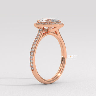 1.50CT Oval Cut Diamond Halo Pave Setting Moissanite Engagement Ring