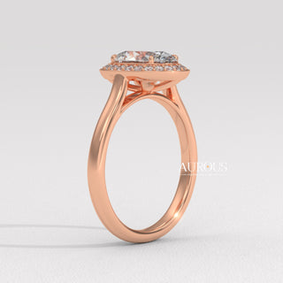 2.0CT Oval Cut Halo Pave Setting Moissanite Engagement Ring