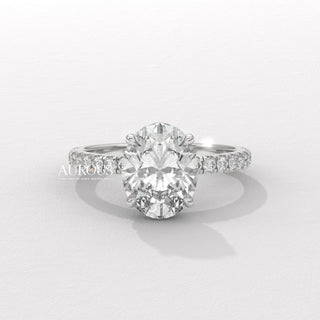 1.50CT Oval Diamond Hidden Halo Moissanite Engagement Ring