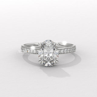 1.0CT Oval Diamond Pave Setting Moissanite Engagement Ring