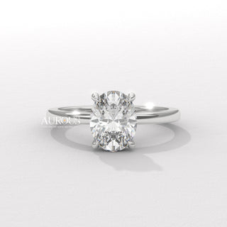1.50CT Oval Diamond Hidden Halo Setting Moissanite Engagement Ring