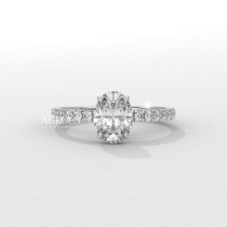 1.0CT Oval Diamond Pave Setting Moissanite Engagement Ring