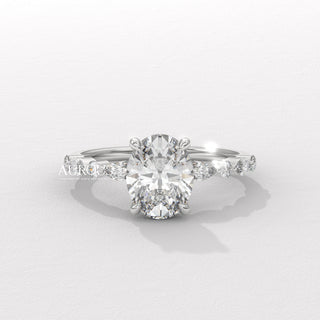 2.0CT Oval Diamond Pave Setting Moissanite Engagement Ring