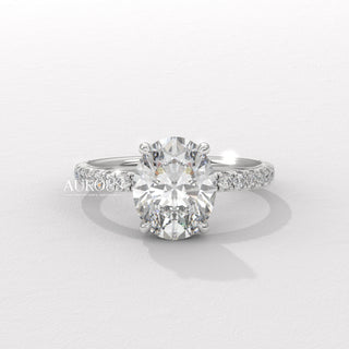 2.0CT Oval Diamond Moissanite Pave Setting Engagement Ring