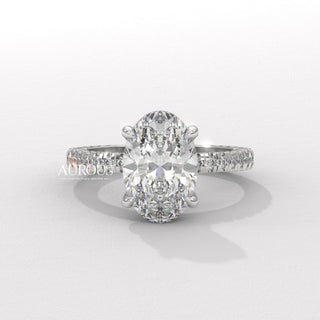1.50CT Oval Diamond Three Side Pave Setting Moissanite Engagement Ring