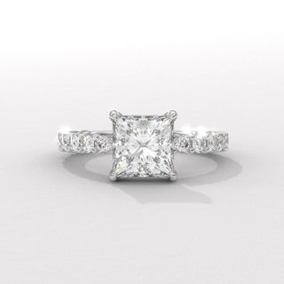1.50CT Princess Diamond Pave Setting Moissanite Engagement Ring