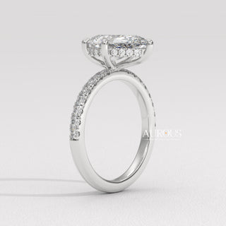1.50CT Pear Cut Hidden Halo Diamond Moissanite Engagement Ring