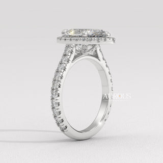 1.50CT Pear Cut Halo Diamond Moissanite Engagement Ring