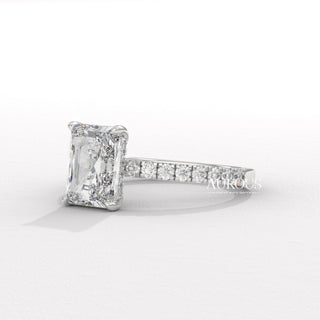 1.50CT Radiant Diamond Pave Setting Moissanite Engagement Ring