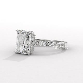 2.0CT Radiant Diamond Hidden Halo Pave Setting Moissanite Engagement Ring