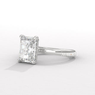 1.50CT Radiant Diamond Hidden Halo Moissanite Engagement Ring