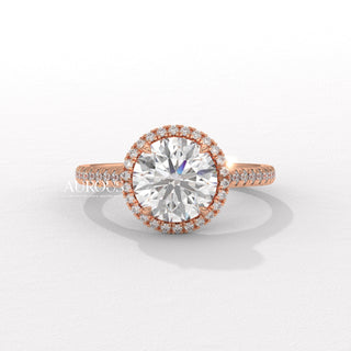 1.50CT Round Cut Diamond Halo Pave Setting Moissanite Engagement Ring
