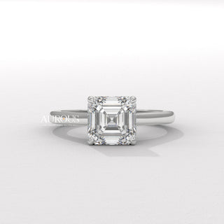 1.0CT Asscher Cut Hidden Diamond Moissanite Engagement Ring