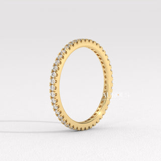 Round Diamond Pave Setting Eternity Moissanite Wedding Band