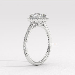 1.50CT Round Cut Diamond Halo Pave Setting Moissanite Engagement Ring