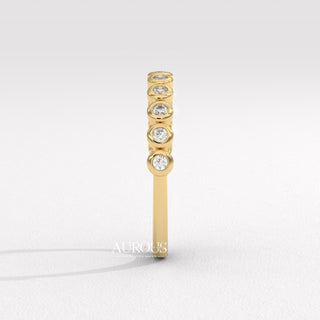 Roudn Diamond Half Eternity Bezel Setting Moissanite Wedding Band