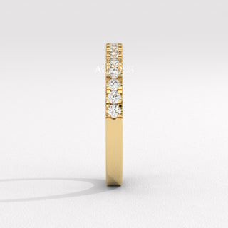 Round Diamond Half Eternity Pave Setting Moissanite Wedding Band