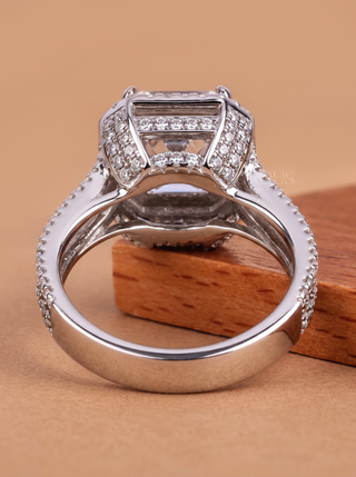 2.0CT Asscher Unique Halo Double Band Diamond Engagement Ring