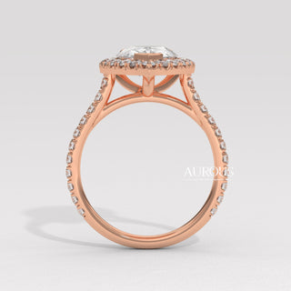 2.50CT Pear Cut Halo Pave Setting Moissanite Engagement Ring