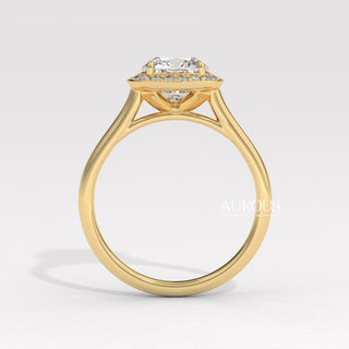 1.50CT Cushion Cut Halo Setting Moissanite Engagement Ring