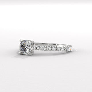 1.0CT Cushion Diamond Pave Setting Moissanite Engagement Ring