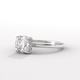 1.50CT Cushion Diamond Hidden Halo Moissanite Engagement Ring