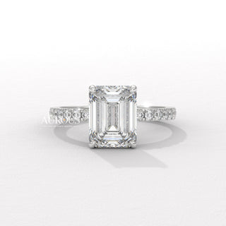 1.50CT Emerald Cut Hidden Halo Pave Setting Moissante Engagement Ring