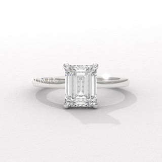 2.0CT Emerald Cut Diamond Hidden Halo Setting Moissanite Engagement Ring