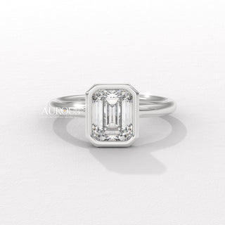1.0CT Emerald Cut Diamond Bezel Setting Moissanite Engagement Ring