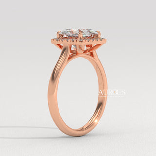 1.0CT Princess Cut Halo Setting Moissanite Engagement Ring