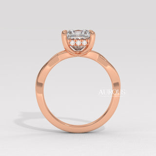1.50CT Princess Diamond Hidden Halo Twisted Moissanite Engagement Ring