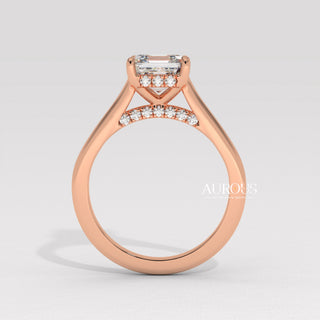 1.50CT Asscher Diamond Hidden Halo Moissanite Engagement Ring