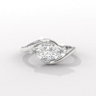 1.50CT East-West Marquise Diamond Unique Solitaire Engagement Ring