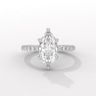 2.50CT Marquise Diamond Hidden Halo Moissanite Engagement Ring