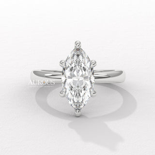 2.0CT Marquise Cut Hidden Halo Diamond Moissanite Engagement Ring