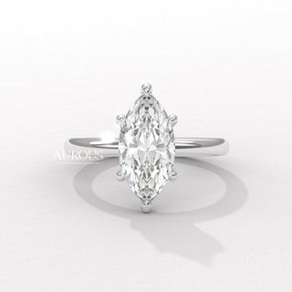 2.0CT Marquise Diamond Hidden Halo Moissanite Engagement Ring