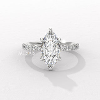 2.0CT Marquise Cut Pave Setting Moissanite Engagement Ring